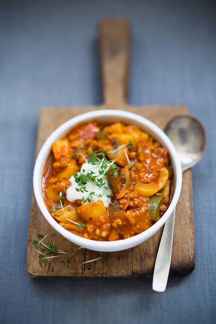 Goulash with soy and potatoes