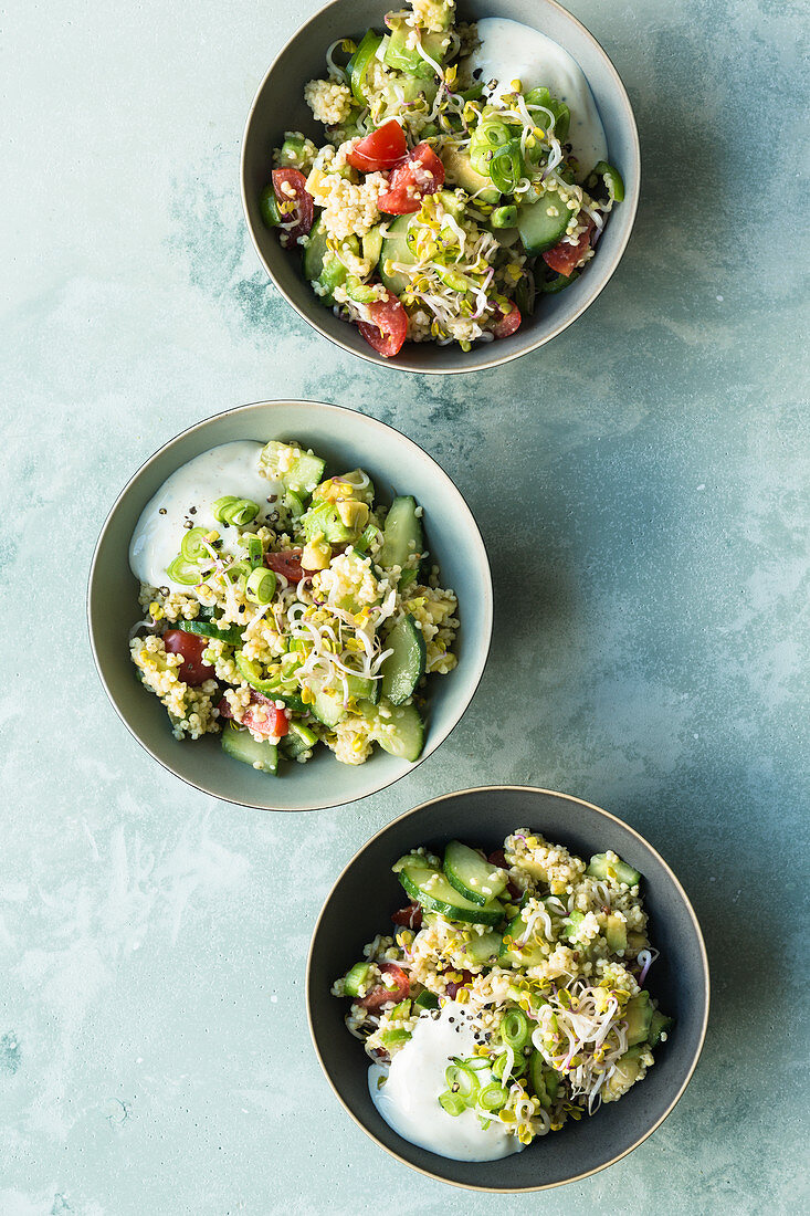 Millet with raw green vegetables