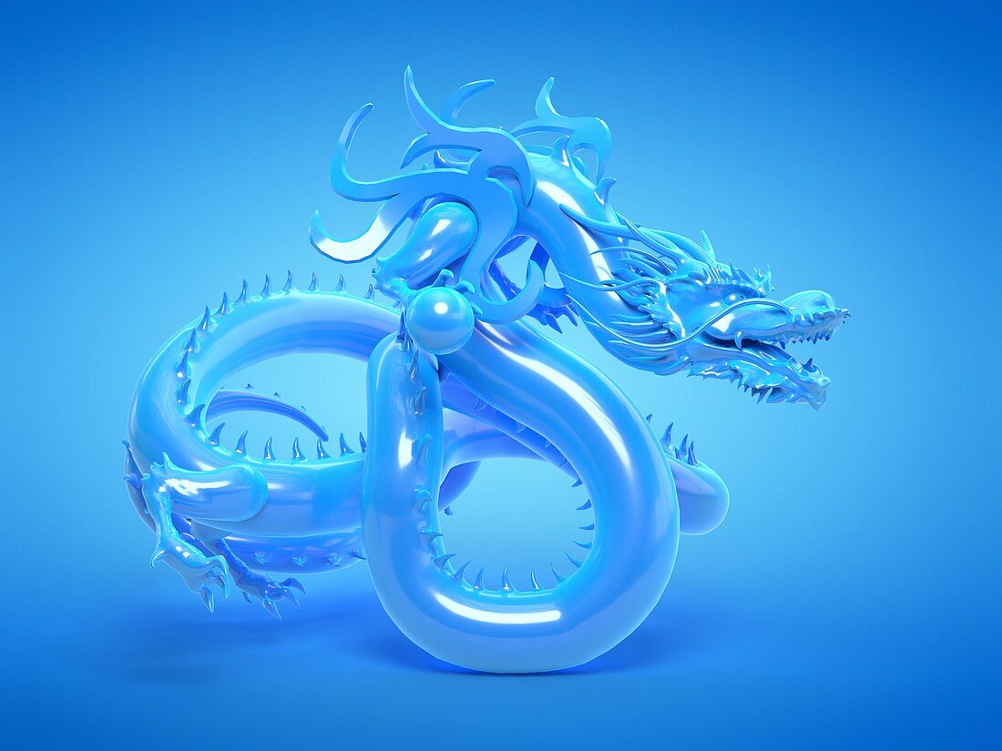 Asian dragon statue, illustration