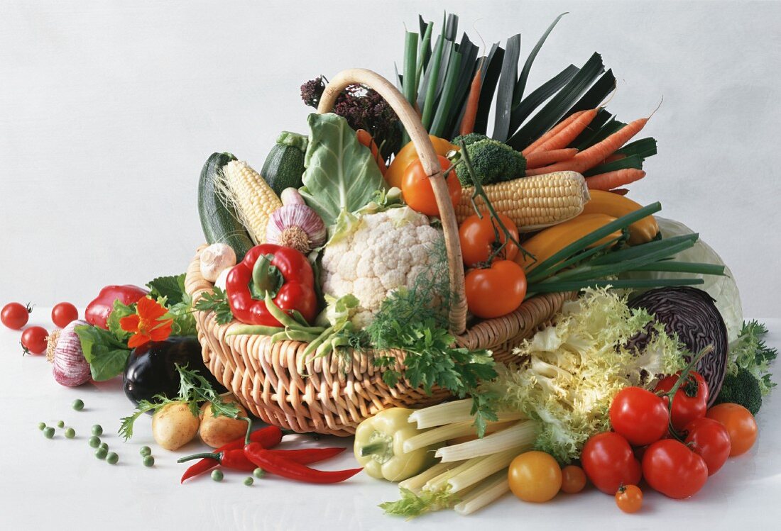 Basket Full of Assorted Vegetables