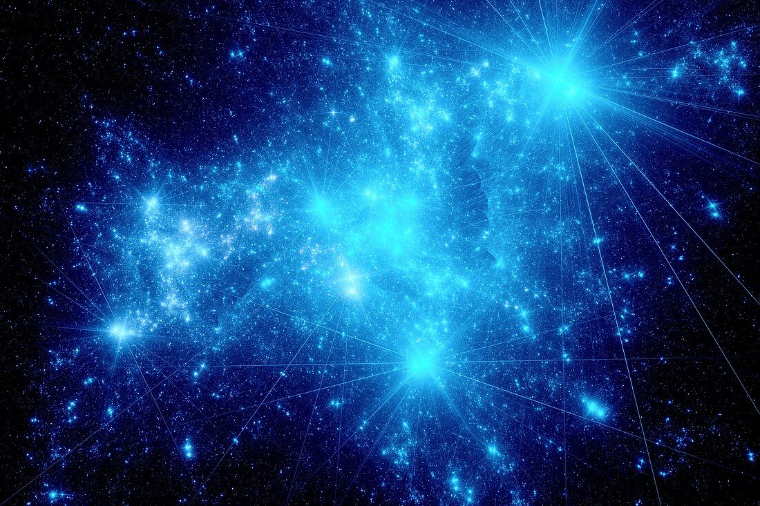 Stars in space, fractal illustration