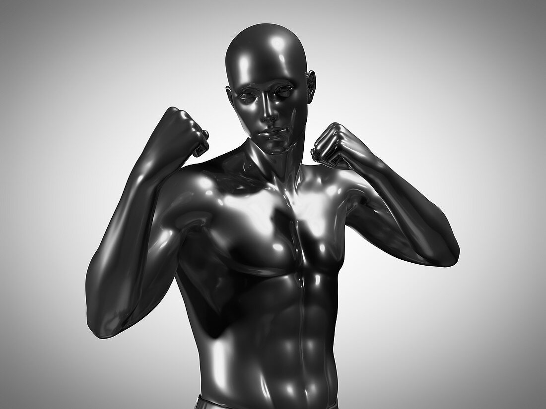 Man in boxing pose, illustration