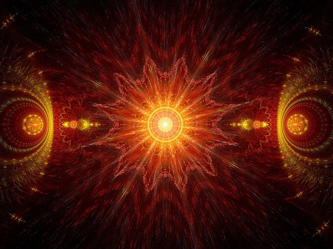 Fire mandala, abstract fractal illustration