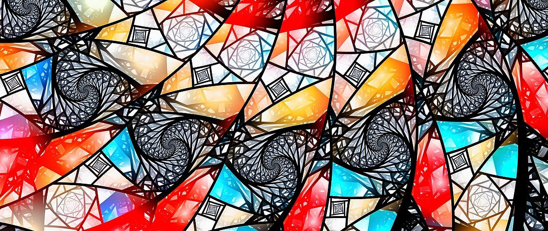 Stained glass with Fibonacci pattern, illustration