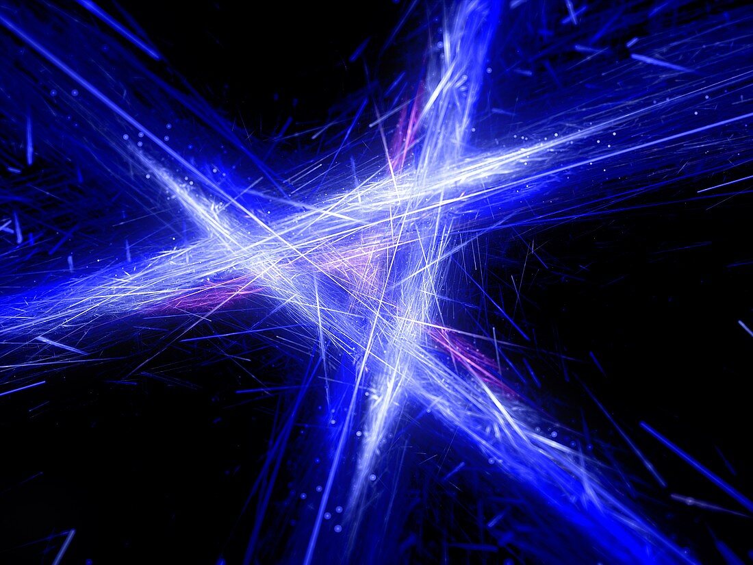 Plasma line connections in space, abstract illustration