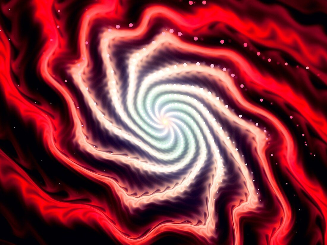 Spiral waves in space, abstract illustration