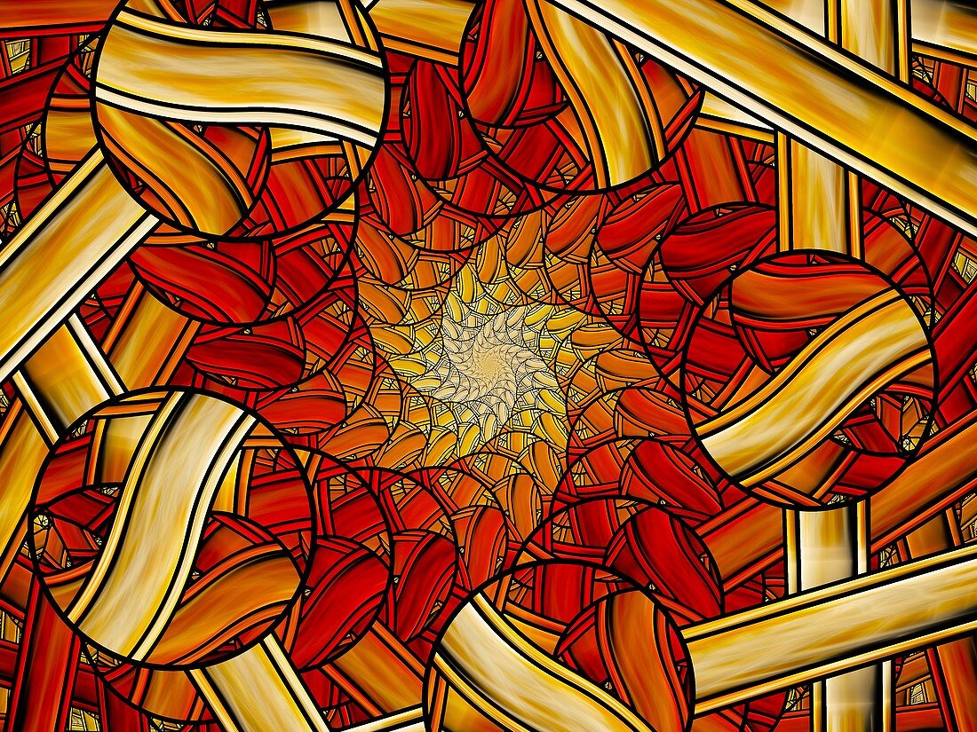 Stained glass, abstract fractal illustration