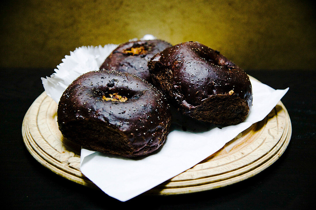 Jewish rye bagel with poppy seeds