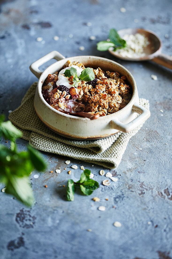 Apple and blackberry crumble