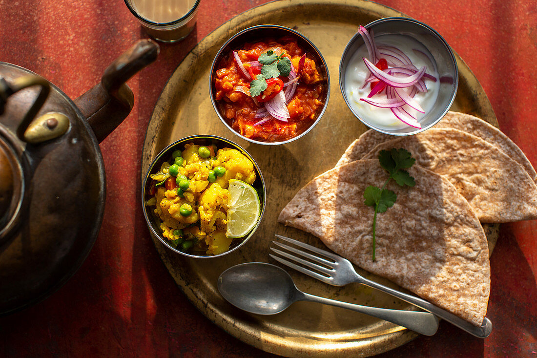 Indian thali with chapati