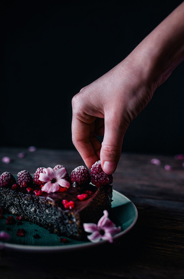 A Poppy Cake with Pink Flowers