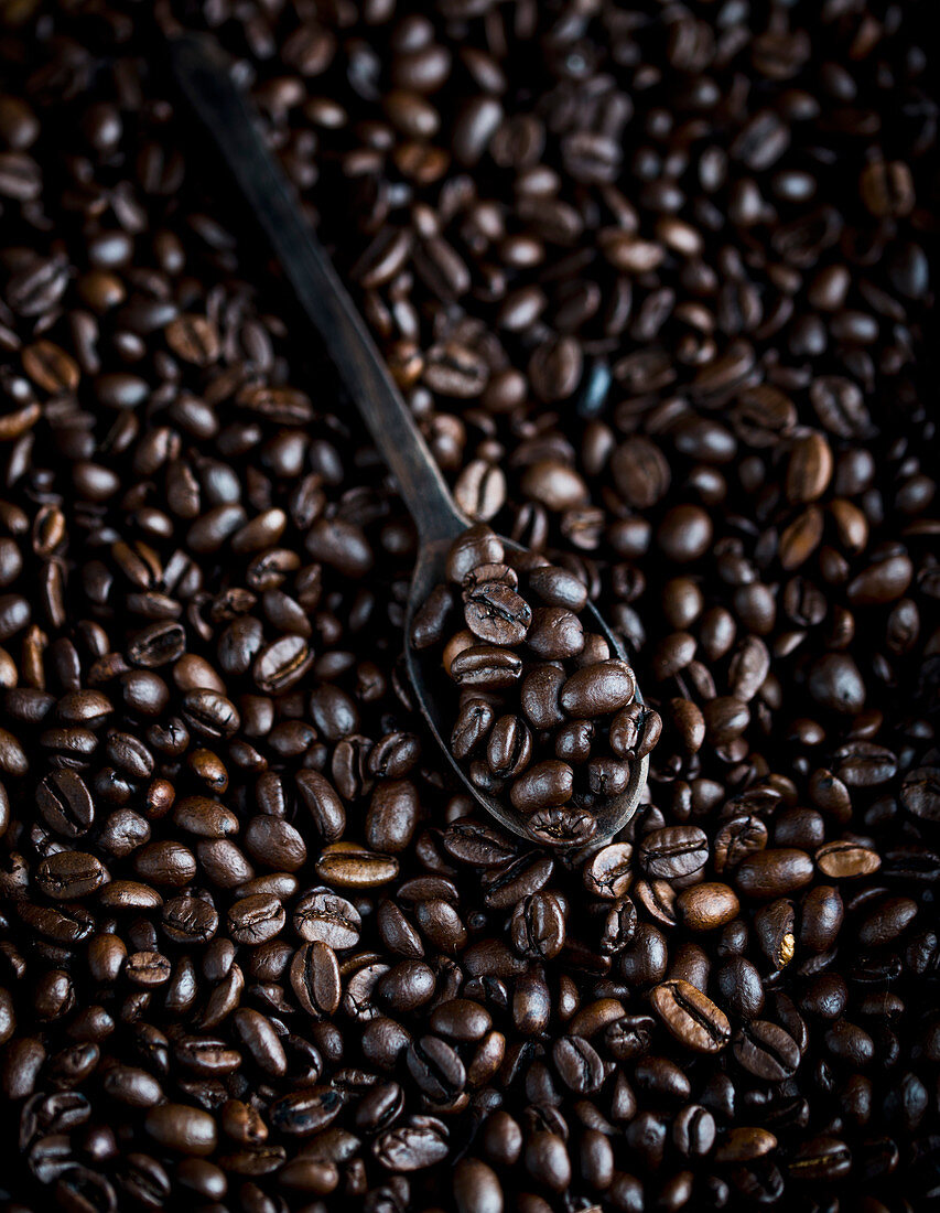 Kaffeebohnen mit Löffel