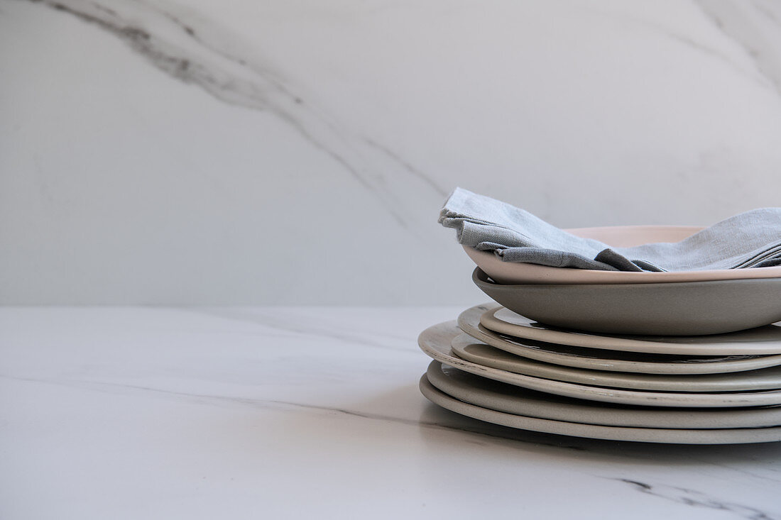 Plate Stack On Marble