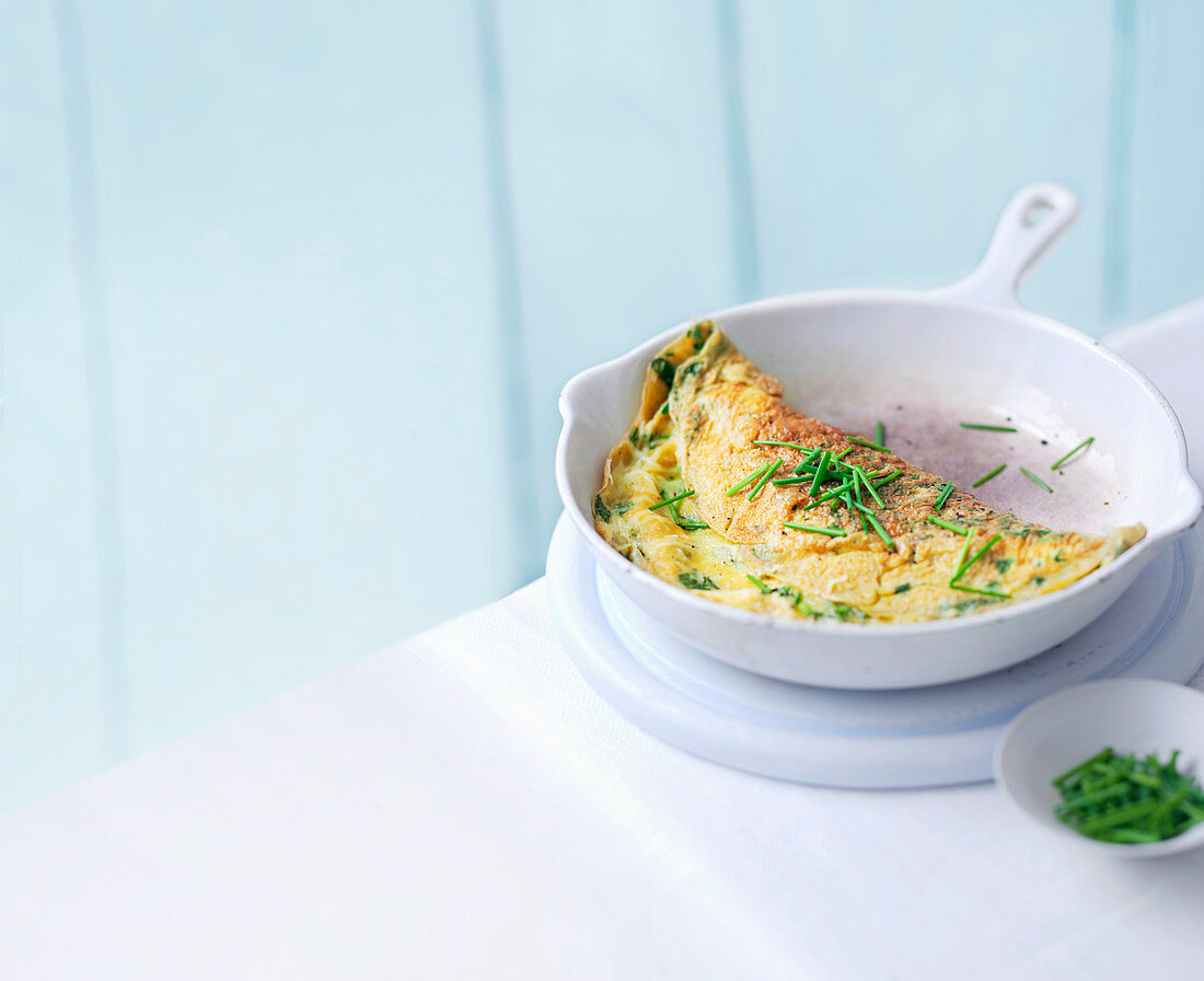 Watercress and cheese omelette with chive