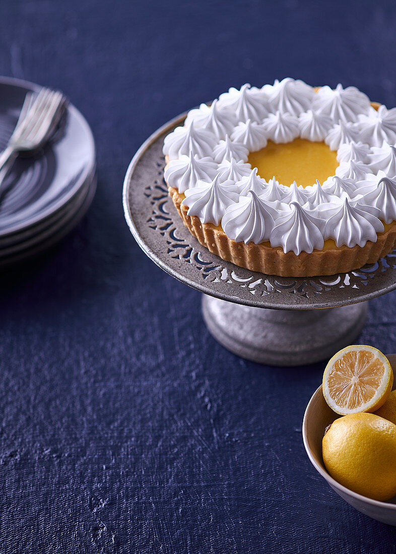 Lemon supreme tart with french meringue topping