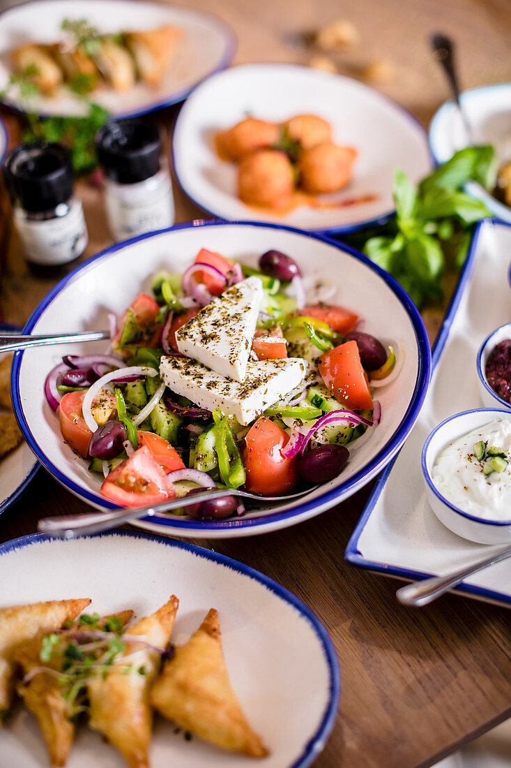 Village Greek salad with Greek dressing