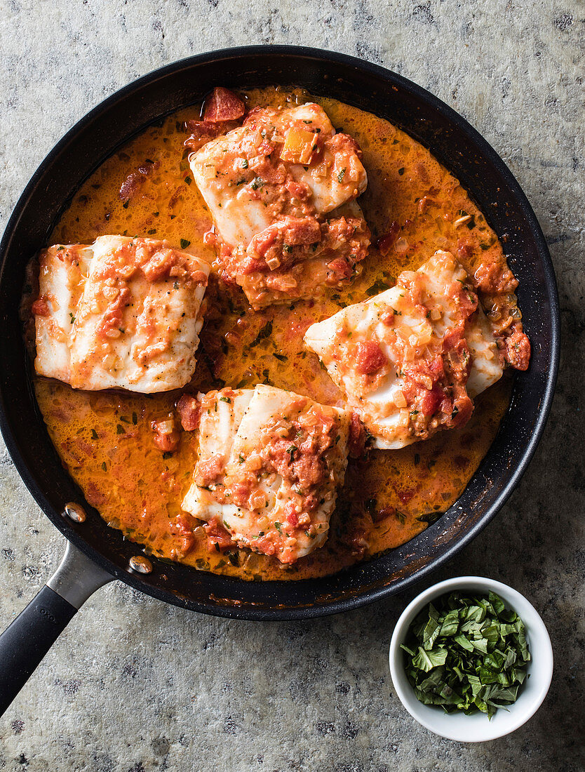 Braised cod pomodoro