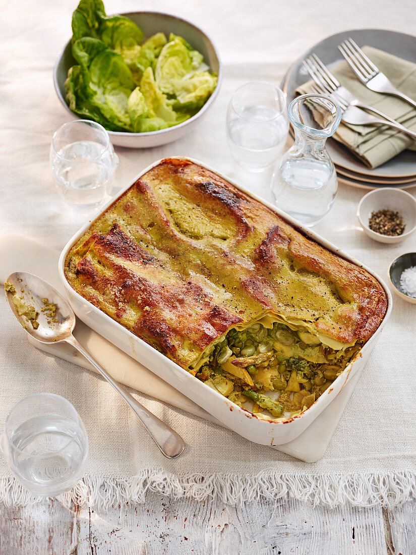 Lasagne with pesto and summer vegetables