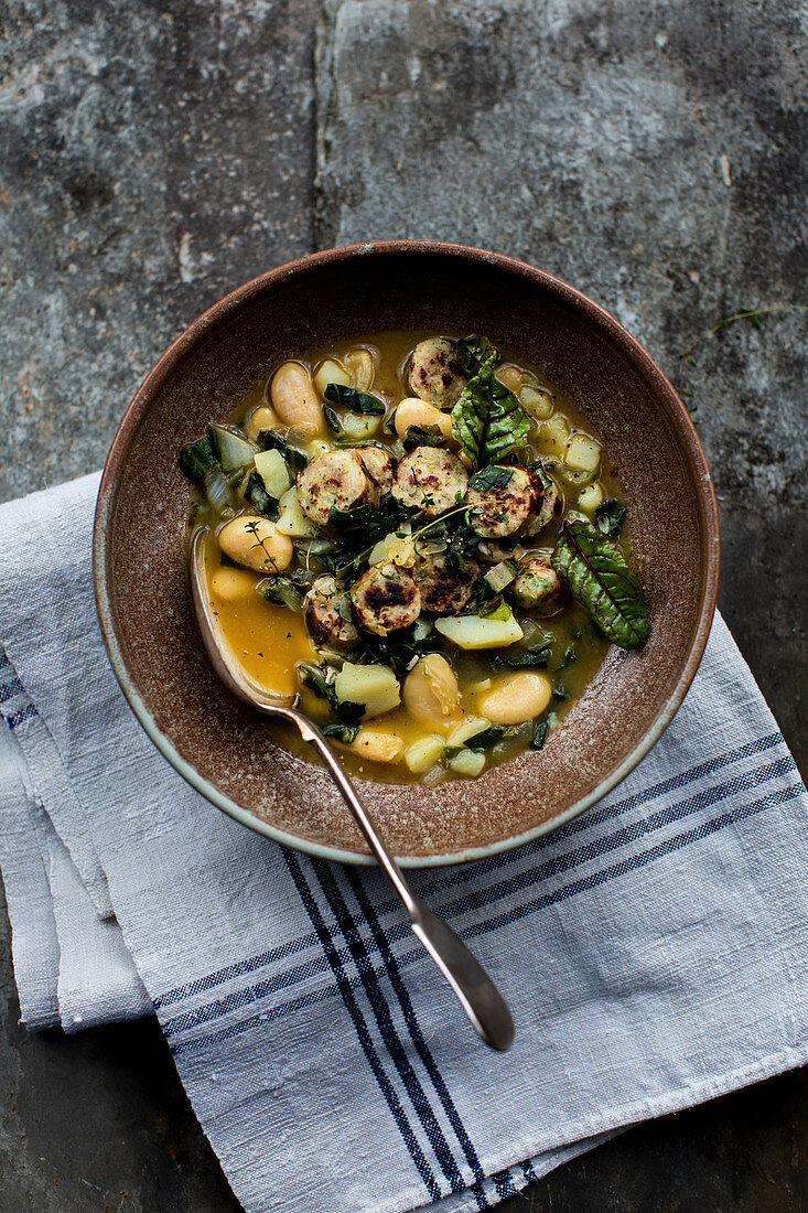 Butterbeans with chard, potatoes and sausage