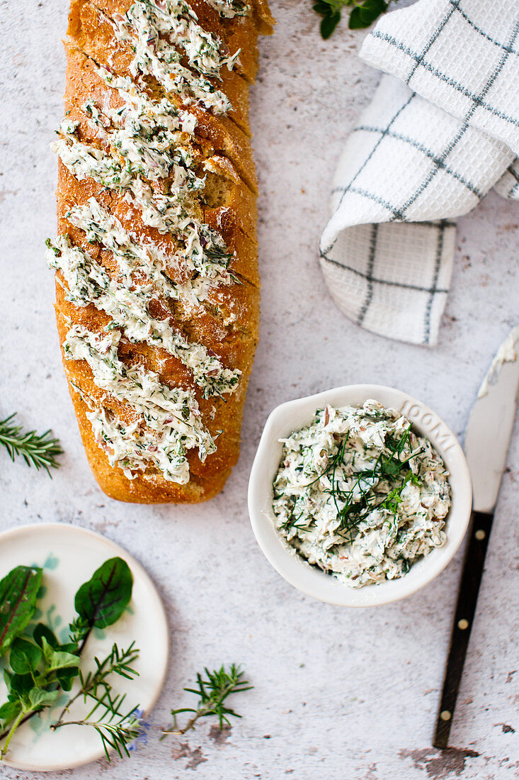 A herb butter baguette