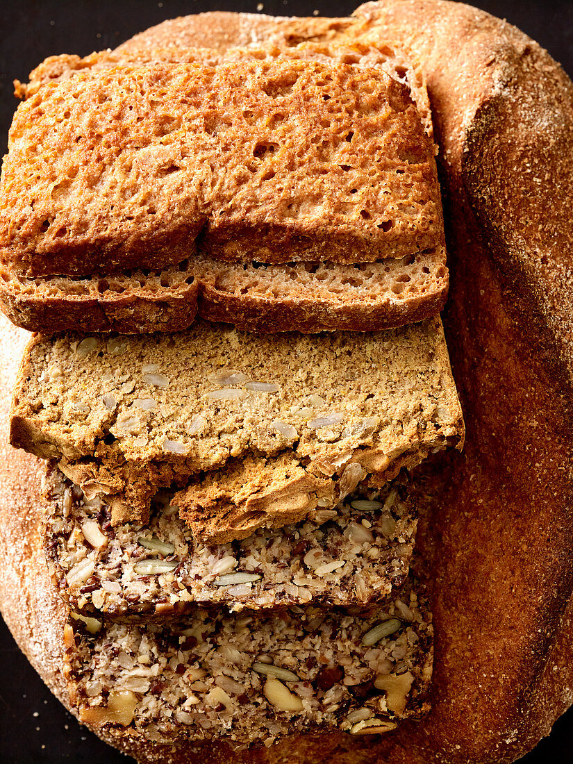 Assorted slices of bread