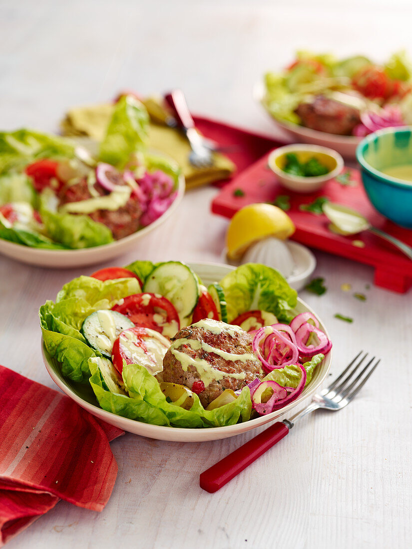 Burger with fresh salad