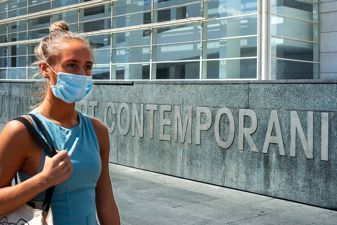 Woman wearing facemask during Covid-19 outbreak