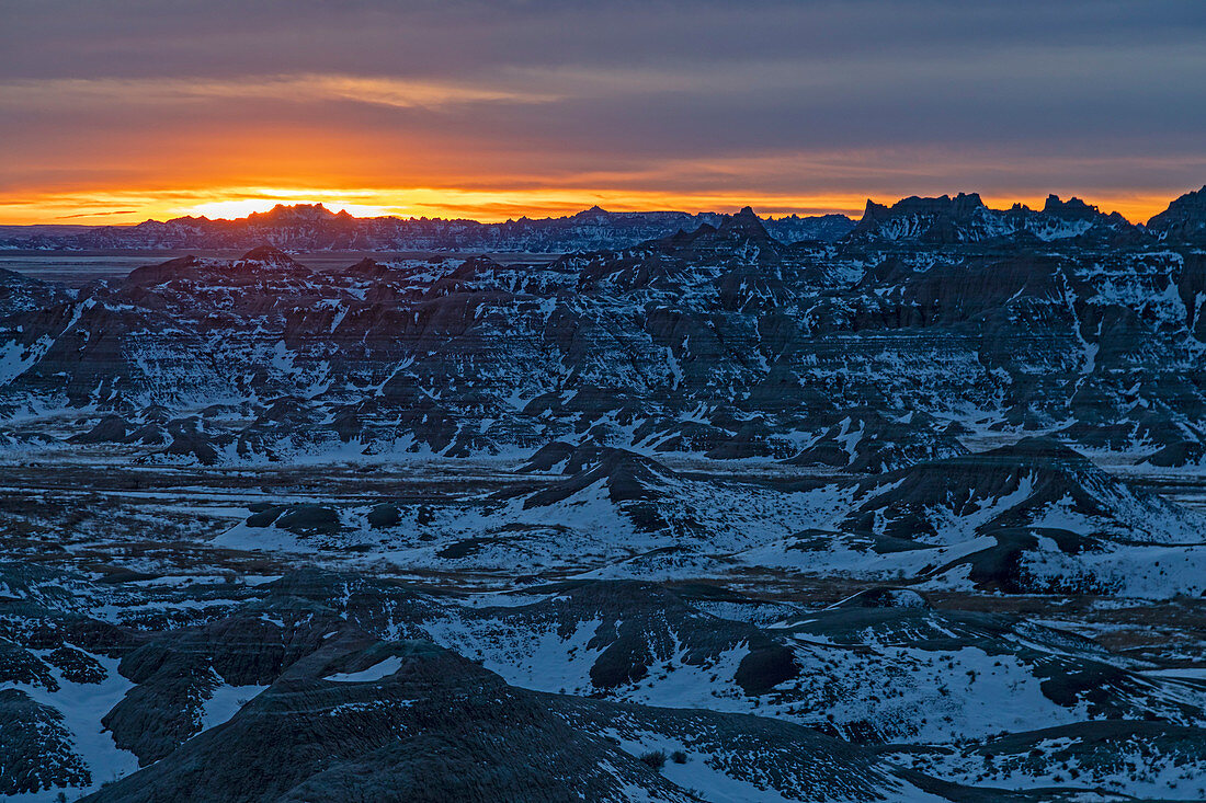 Badlands National Park in winter, USA