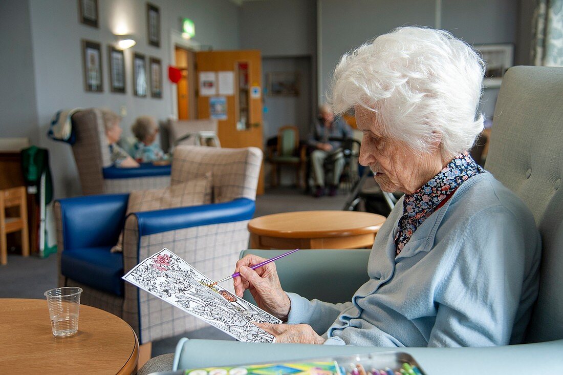 Care home resident painting