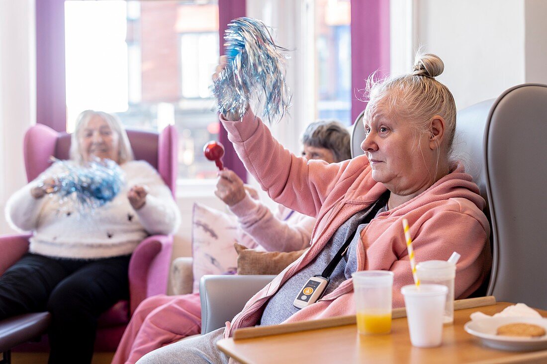 Care home residents in activity session