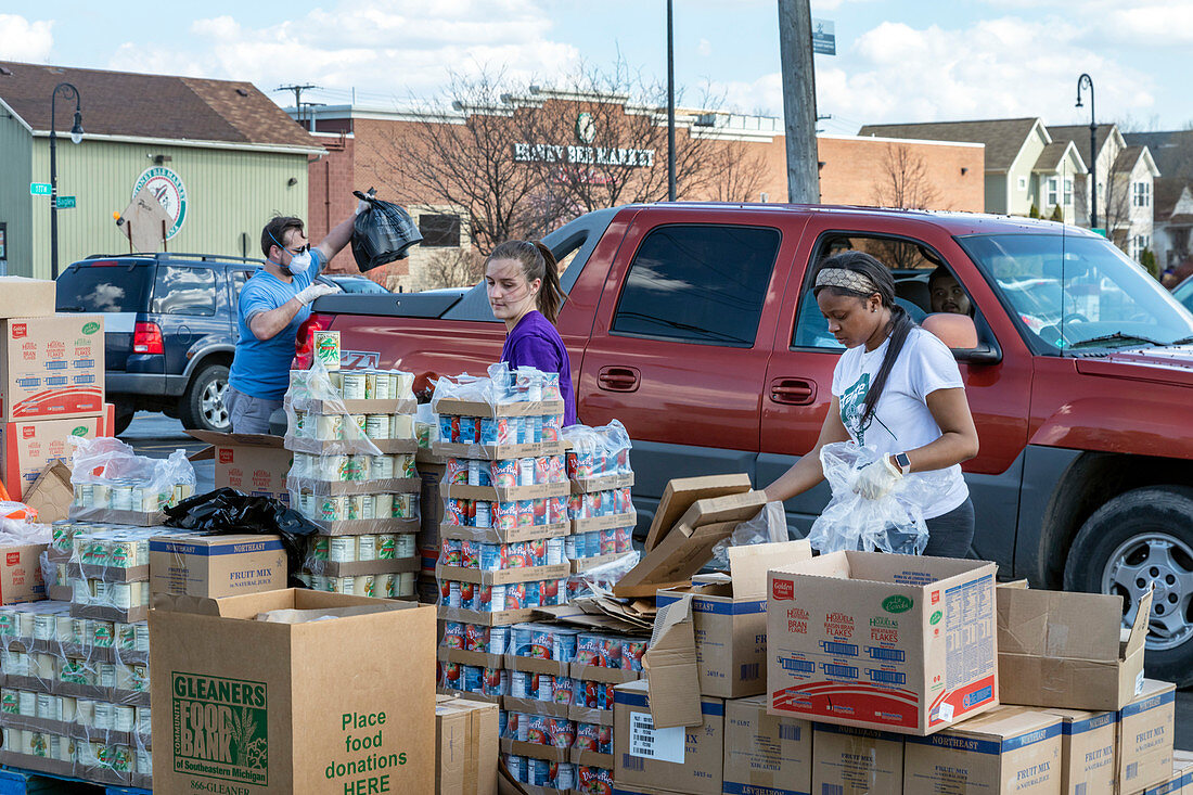 Drive-thru food bank during Covid-19 outbreak