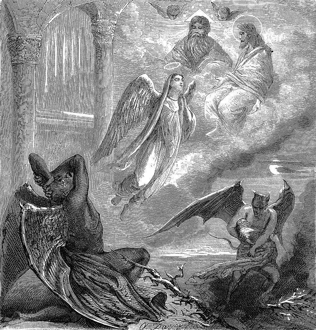 The daughter of the devil, 19th century illustration
