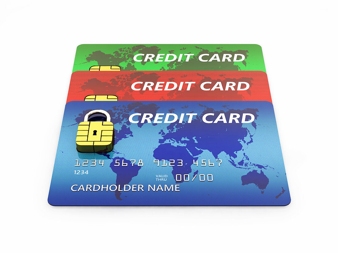 Credit card security, conceptual illustration