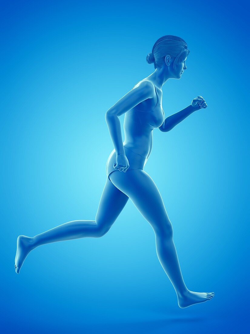 Woman running, illustration