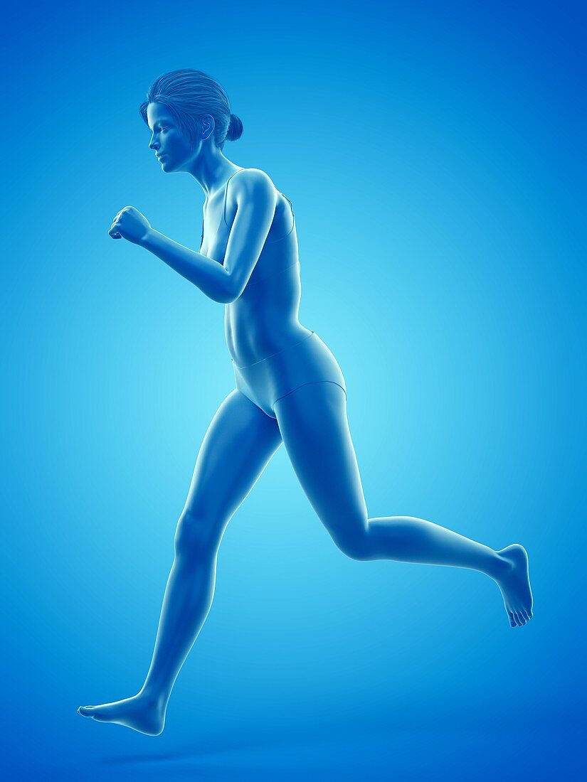 Woman running, illustration