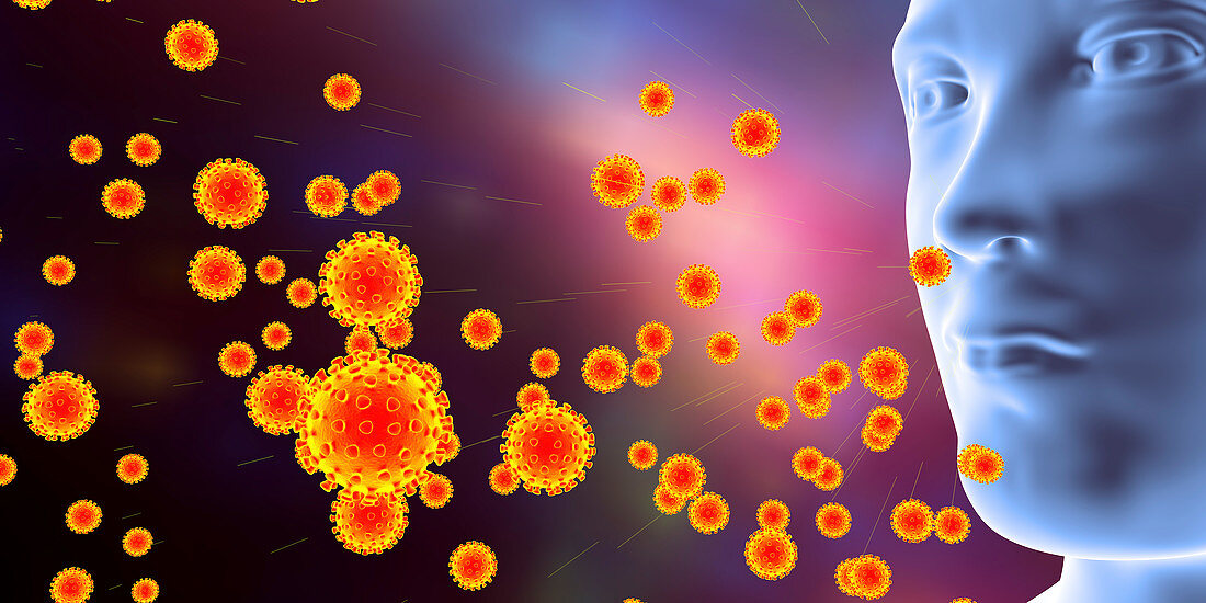 Spread of Covid-19 coronaviruses, conceptual illustration