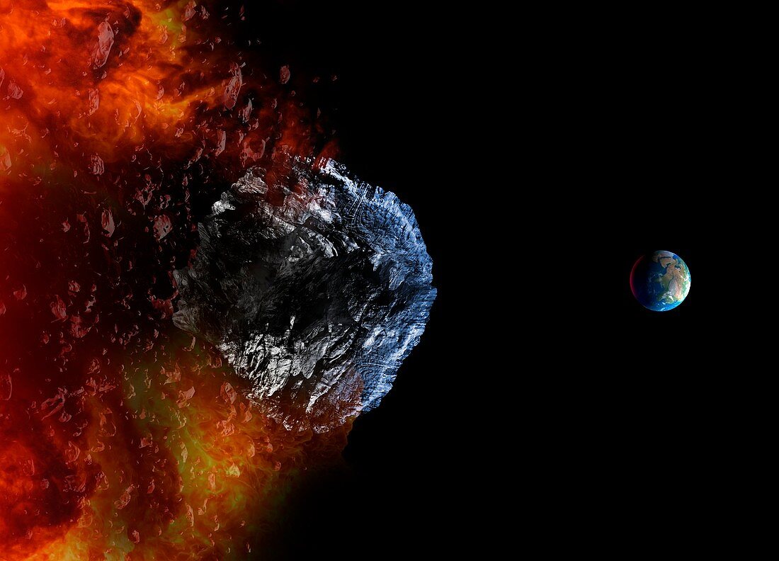 Meteor traveling towards Earth, illustration