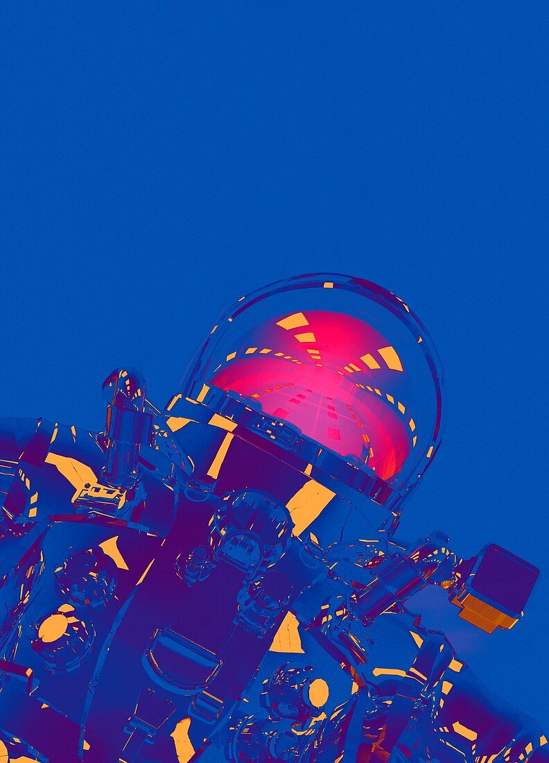 Astronaut wearing helmet, illustration
