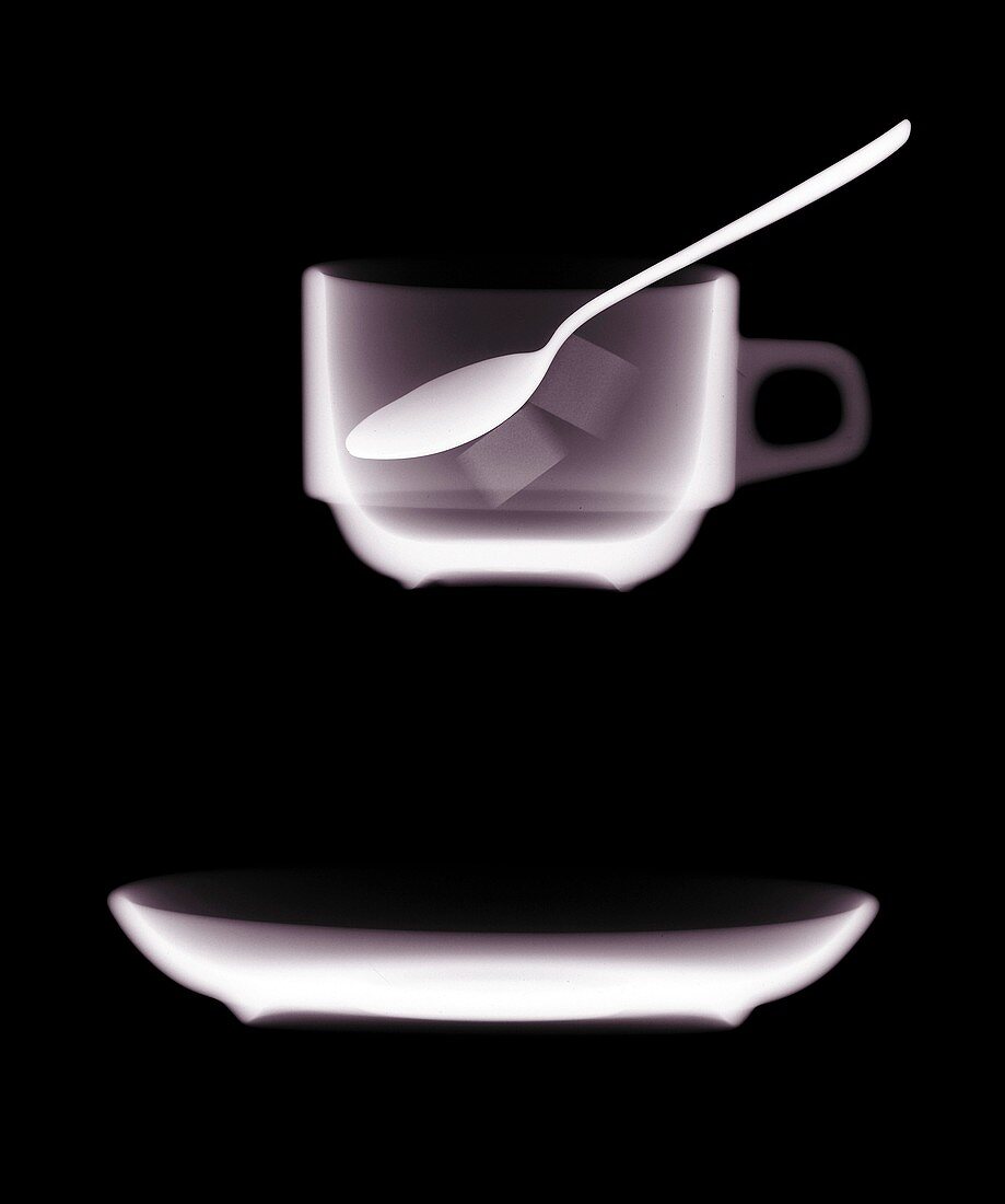 Teacup saucer and teaspoon, X-ray