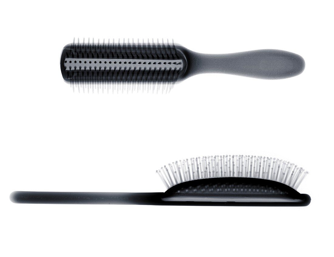 Two hairbrushes, X-ray