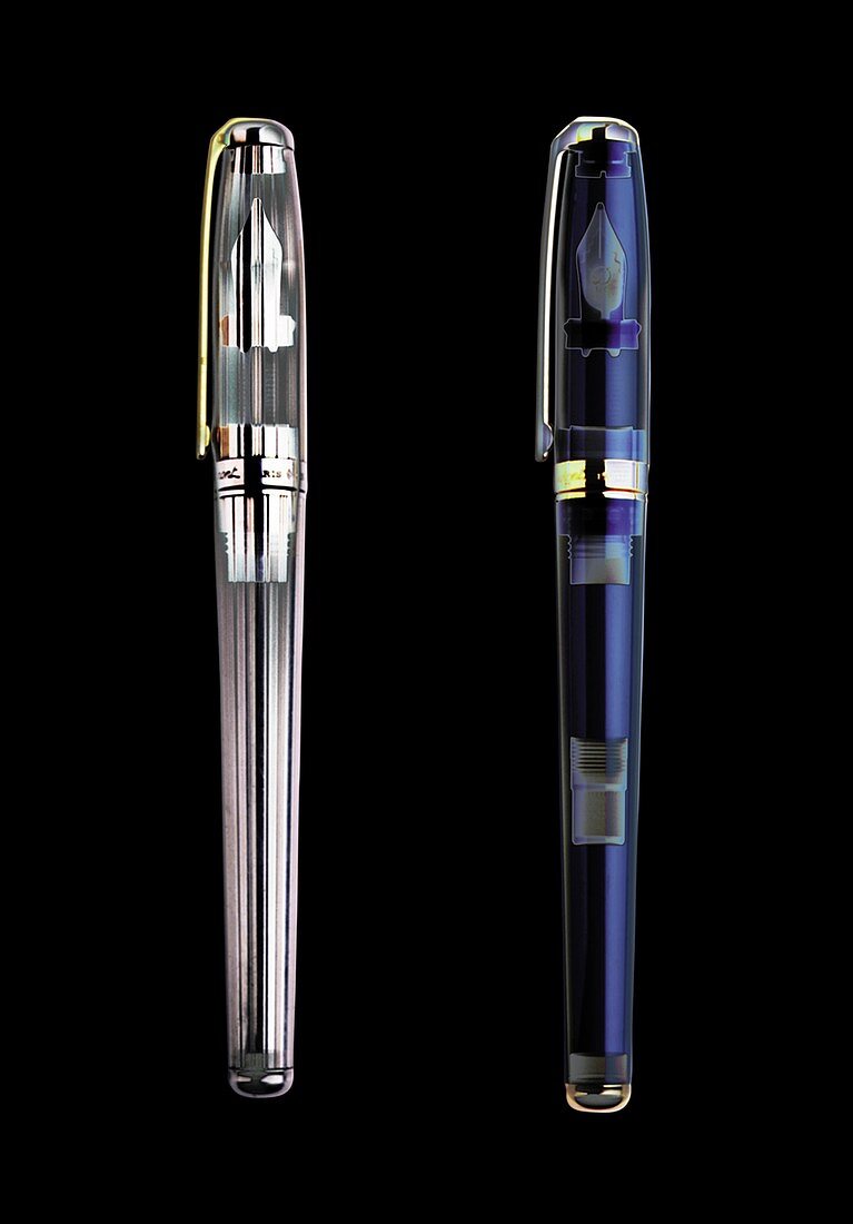 Two fountain pens, X-ray