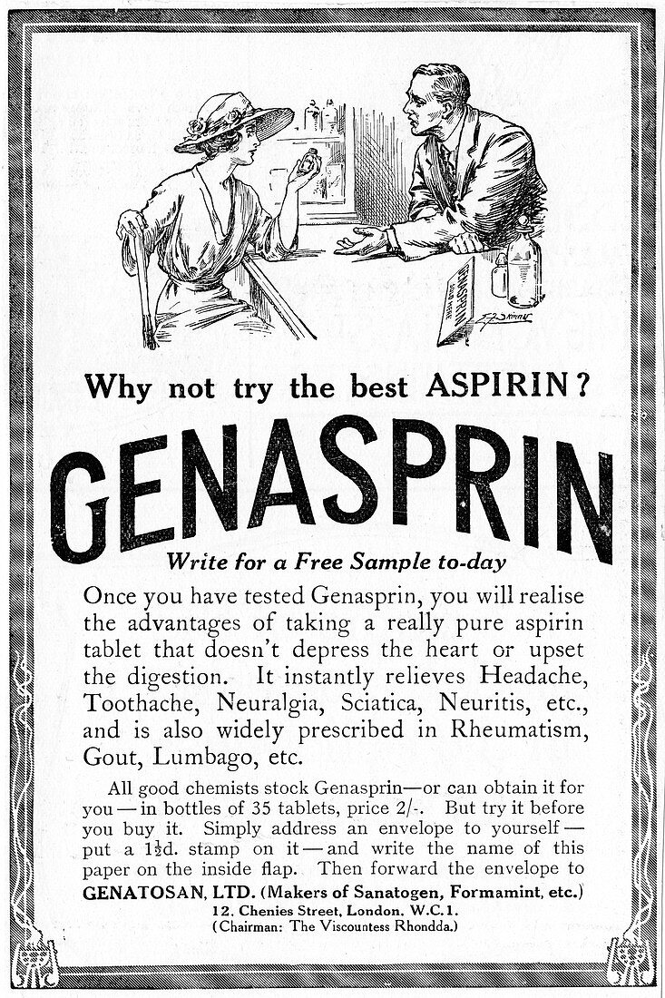 Advertisement for Genasprin, 1919