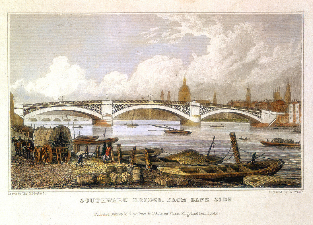 Southwark Bridge from Bank Side', London, 1817