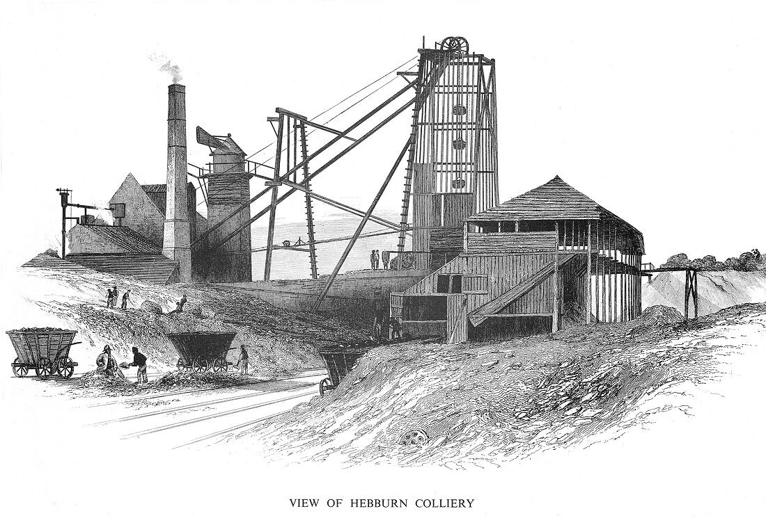 Pithead at Hebburn Colliery, Newcastle-upon-Tyne area, 1860