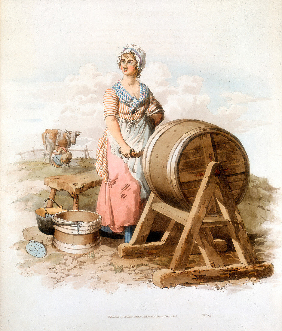 Women making butter, 1808