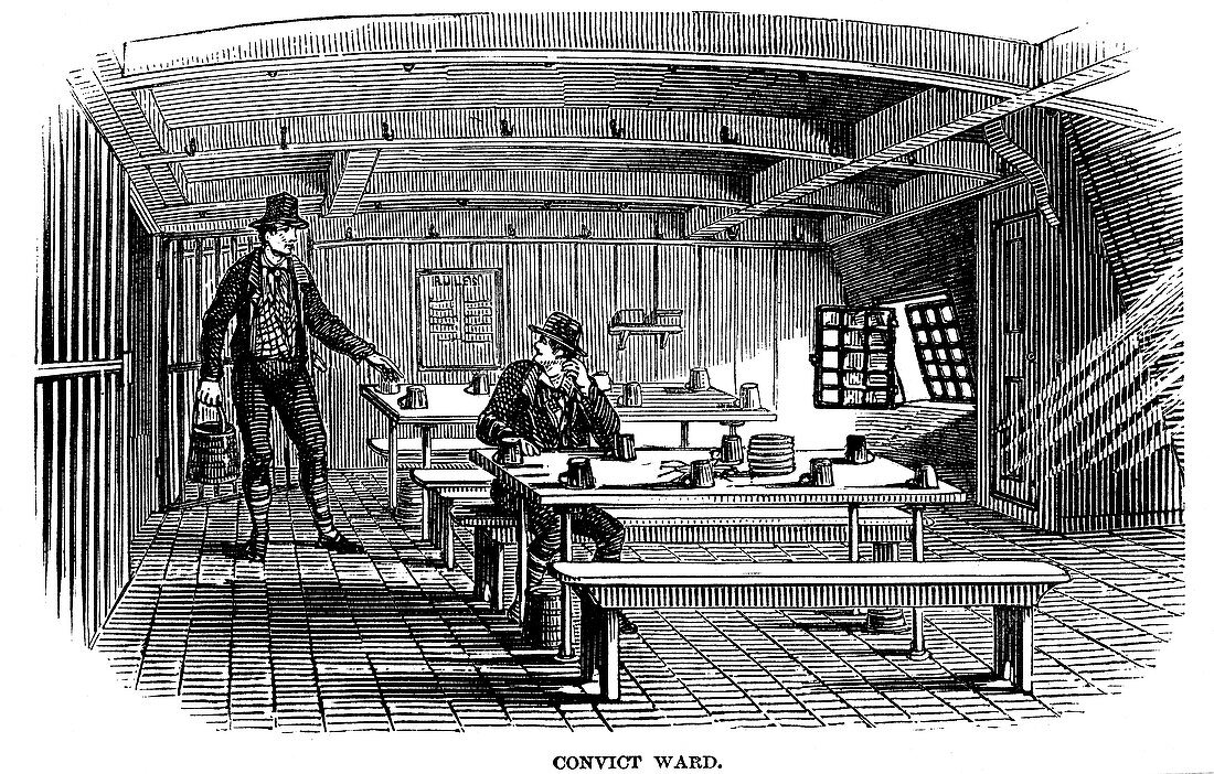 Convict ward on board the prison hulk 'Warrior', 1848