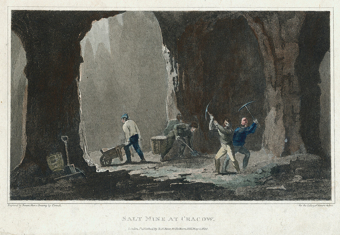 Rock Salt Miners at work near Cracow, Poland, c1820