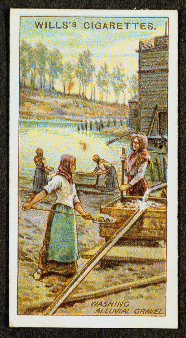 Washing platinum from alluvial gravels, Urals, Russia, 1916