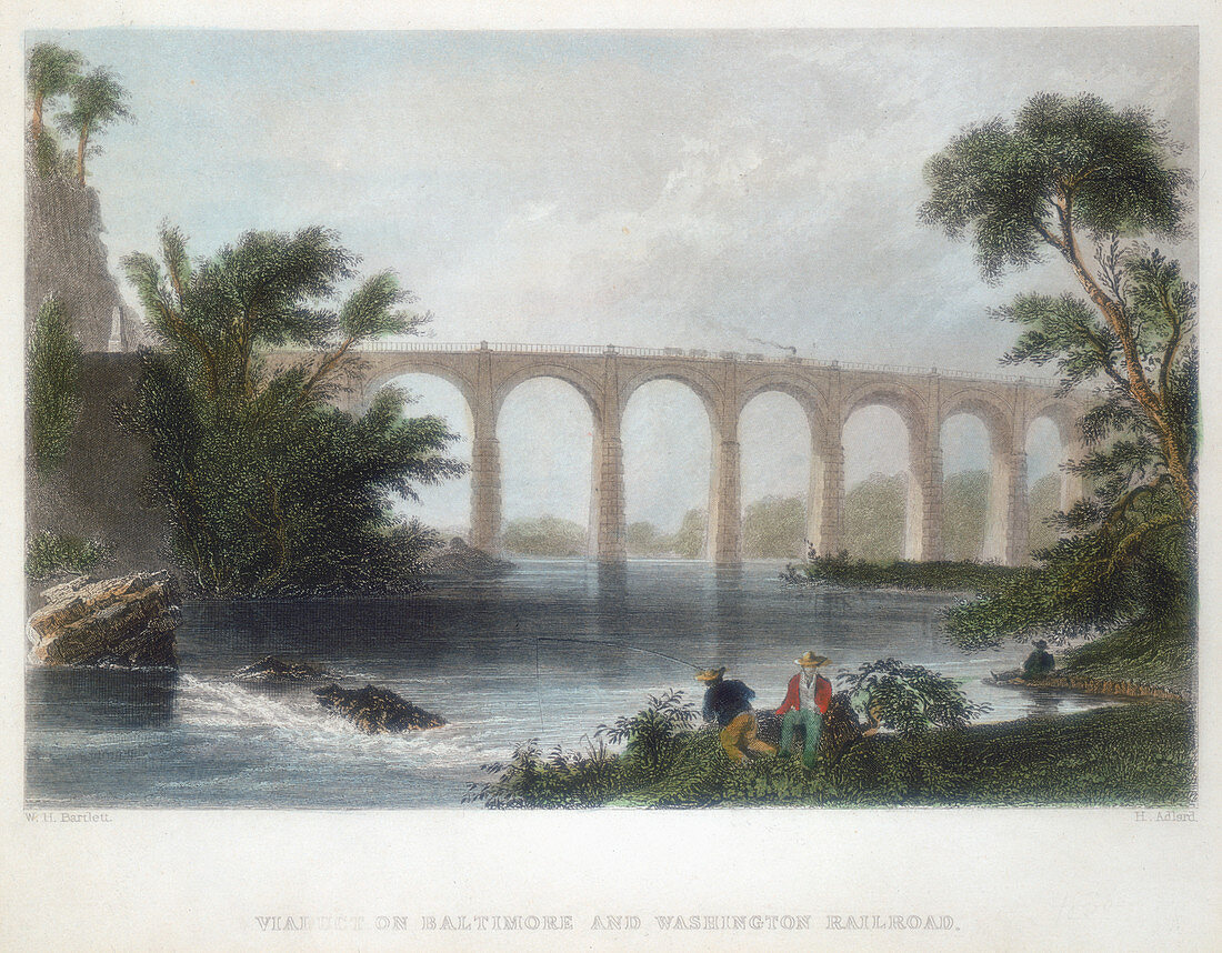 Viaduct on the Baltimore & Washington Railroad, c1838