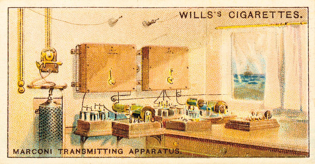 Interior of a Marconi radio transmitting station, 1915